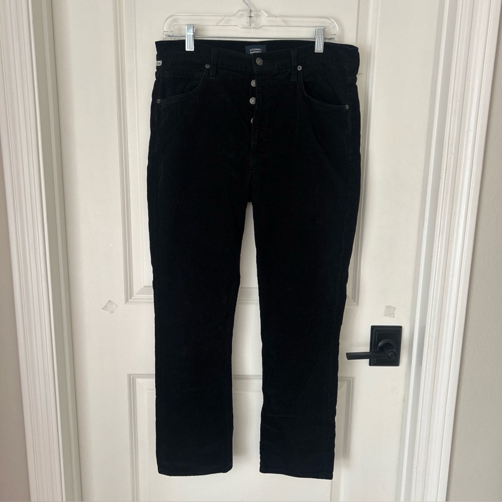 Citizens of Humanity Pants Women 30 Black Jolene Corduroy Button Fly Stretch USA